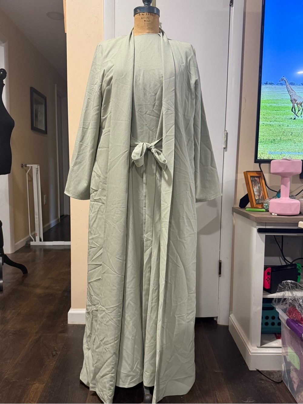 Veiled Collection Sage Green 3 Piece Abaya Set